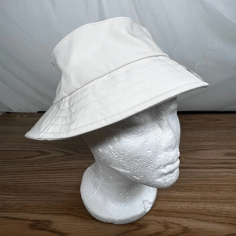 Layer 8 Women Top Knot Bucket Hat Cream UPF 40 One Size Adjustable Sun Hat